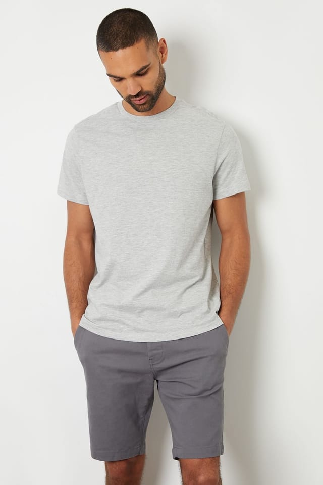 Threadbare Threadbare Men's 'Conta' Cotton Turn-Up Chino Shorts with Woven Belt in Mid Grey - 3