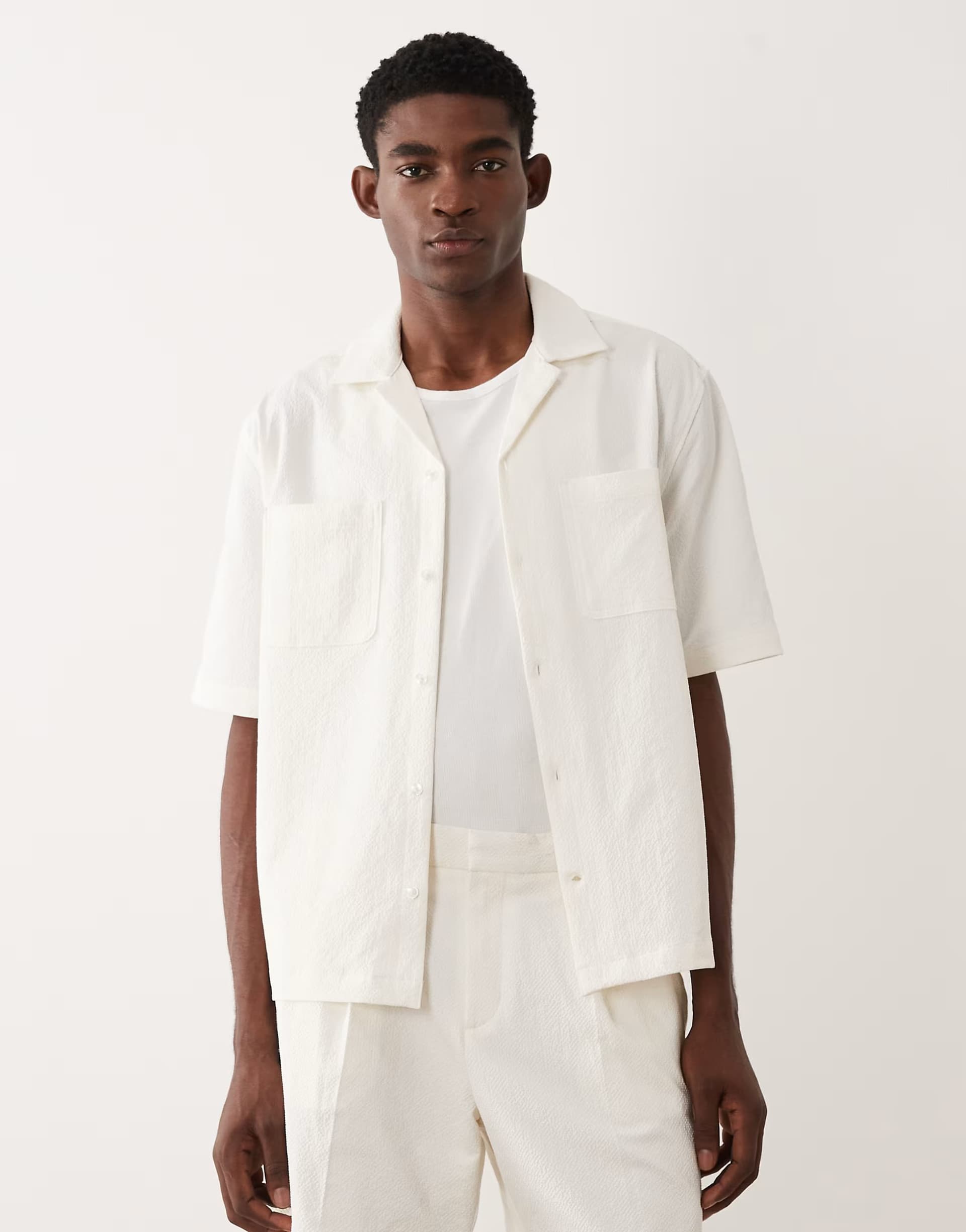 ASOS ASOS DESIGN smart co-ords relaxed shirt in white seersucker
