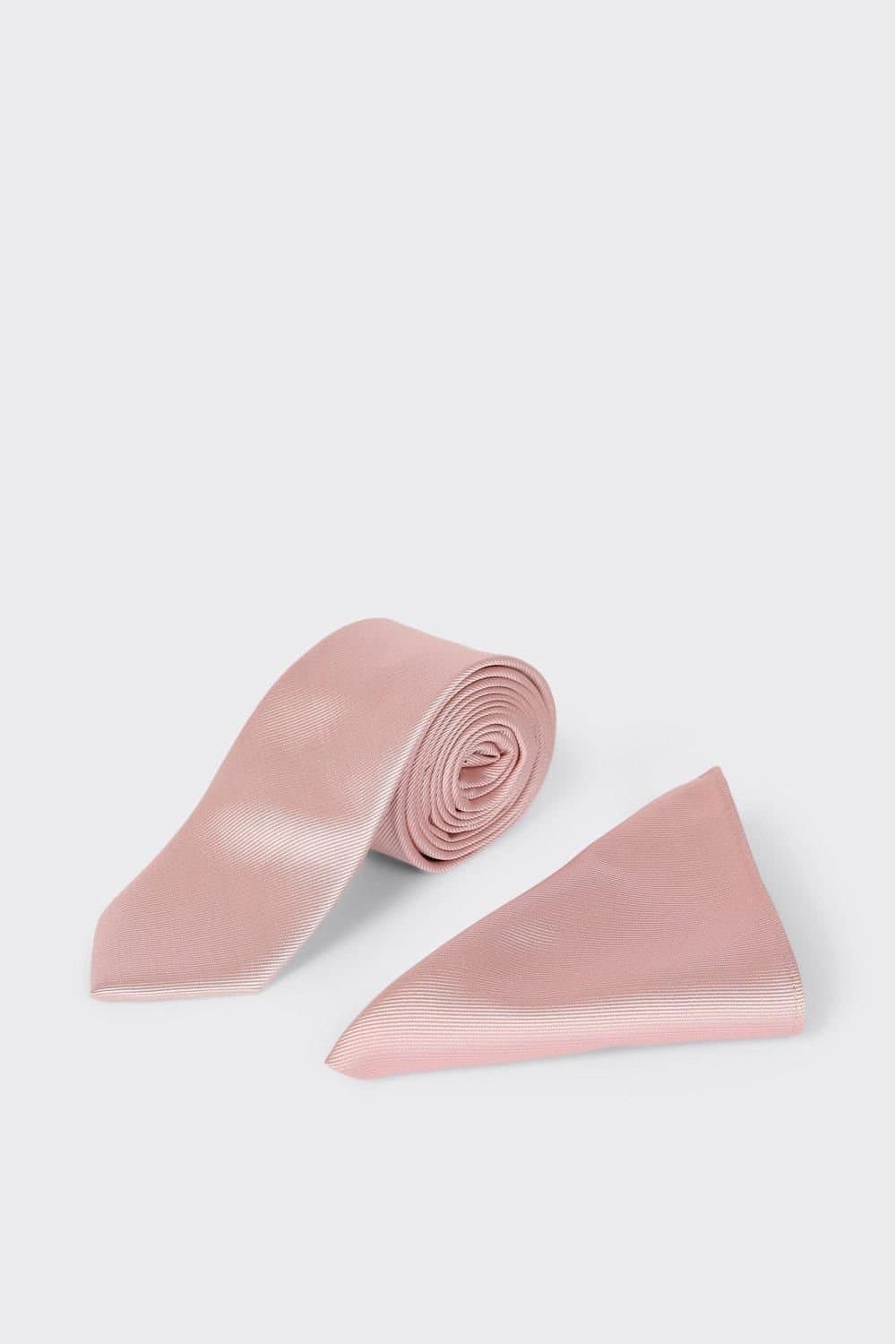 Burton Burton Men's Light Pink Slim Tie & Pocket Square Set