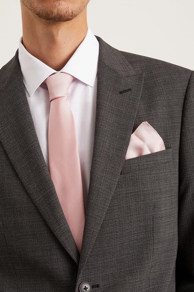 Burton Burton Men's Light Pink Slim Tie & Pocket Square Set - 2