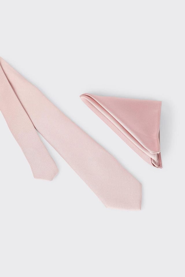 Burton Burton Men's Light Pink Slim Tie & Pocket Square Set - 3