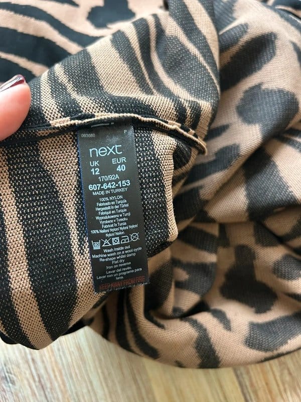 Next 🖤 NEXT Tan & Black Zebra Print Bodycon Knitted Midi Dress – Size 12 🐾 Autumn Statement Piece - 1