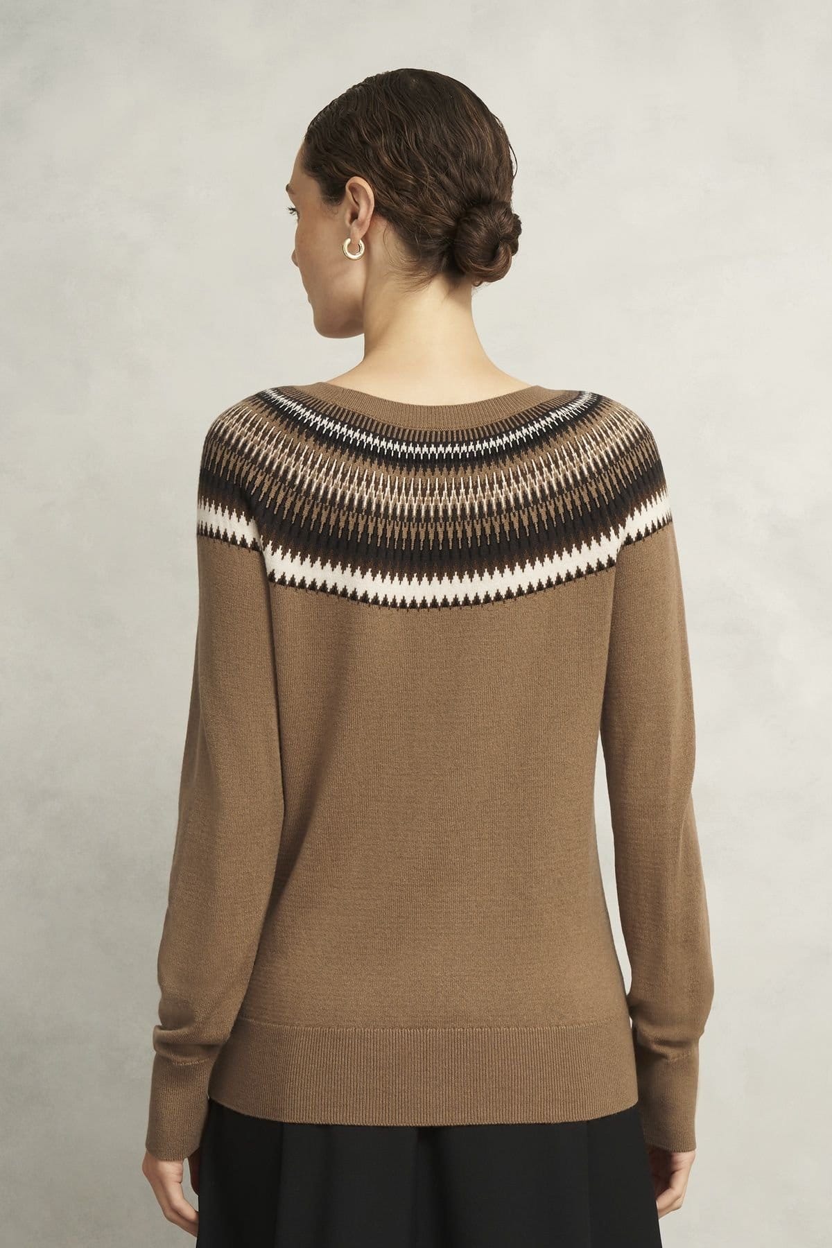Hobbs London Hobbs London Women's Greta Fairisle Jumper in Light Brown - 4