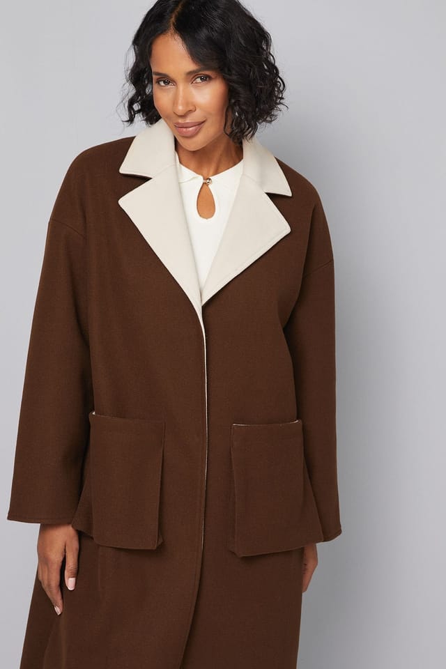 Wallis Wallis Women's Double Faced Scarf Detail Coat in Chocolate - 2