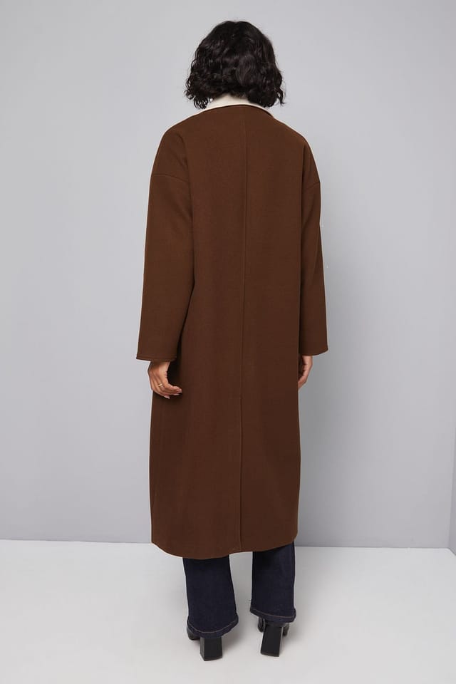 Wallis Wallis Women's Double Faced Scarf Detail Coat in Chocolate - 3