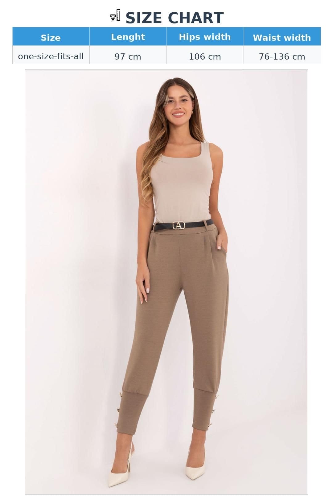 Love Lace Love Lace Women's Viscose Polyester High Waist Tapered Sweatpants in Brown - 4