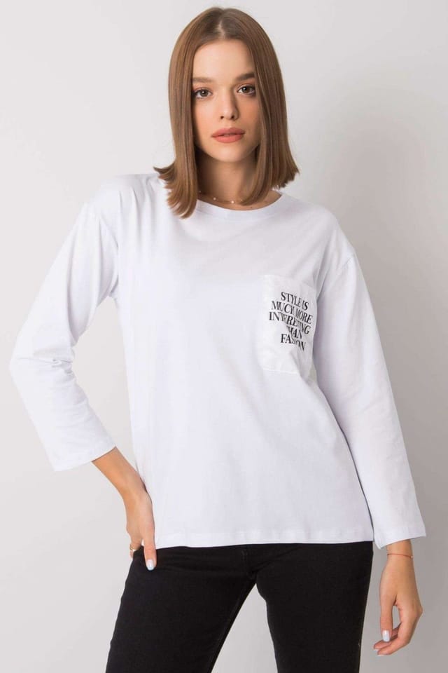 Love Lace Love Lace Women's Cotton Blouse with Pocket for Everyday in White - 2