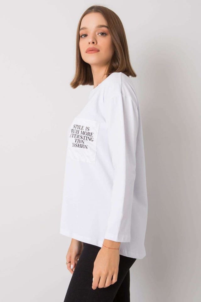 Love Lace Love Lace Women's Cotton Blouse with Pocket for Everyday in White - 3