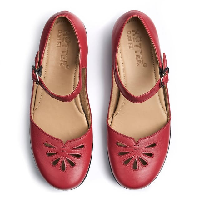 Hotter Hotter Women's Wide Fit 'Eloise' Mary Janes in Red - 3