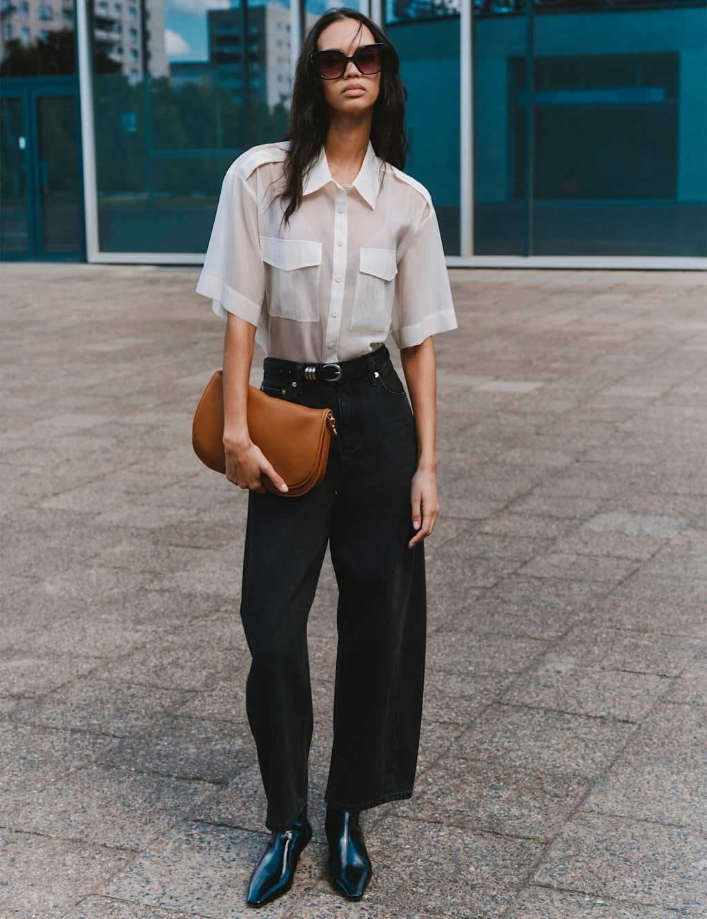Marks & Spencer M&S Sheer Collared Utility Shirt Ivory