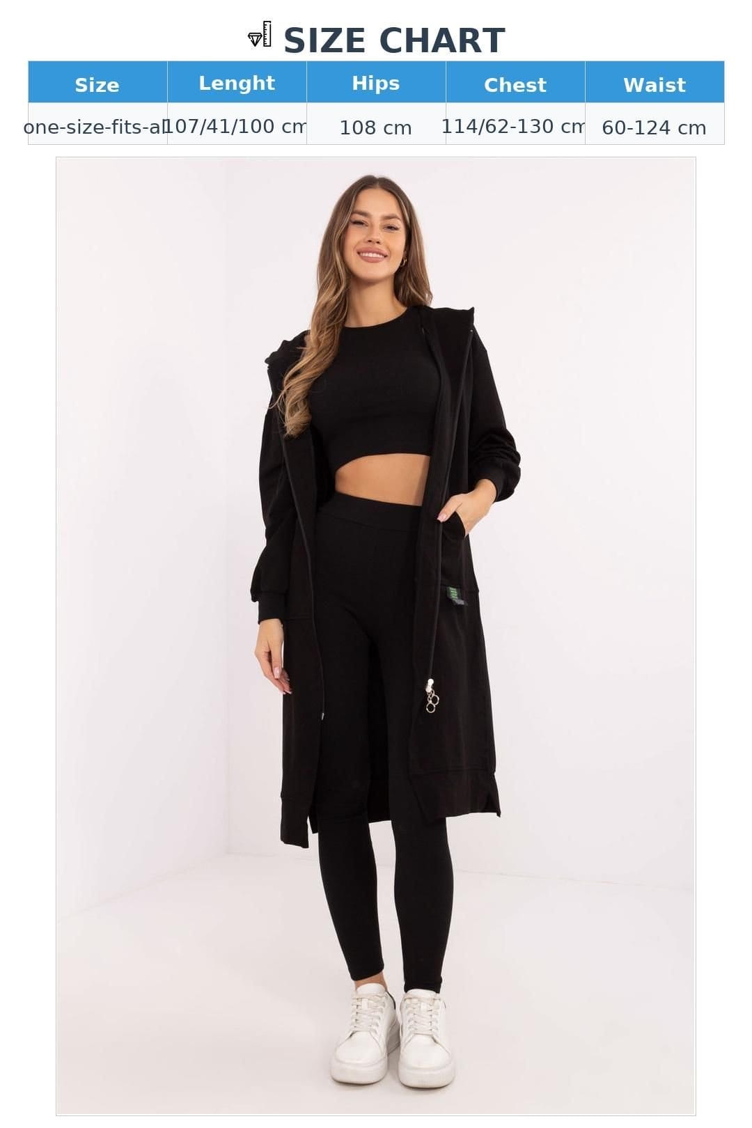 Love Lace Love Lace Women's Cotton Elastane Zip Hoodie Top Leggings Set in Black - 4