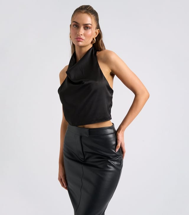 Urban Bliss Women's Black Halter Cowl Neck Top Urban Bliss New Look - 2