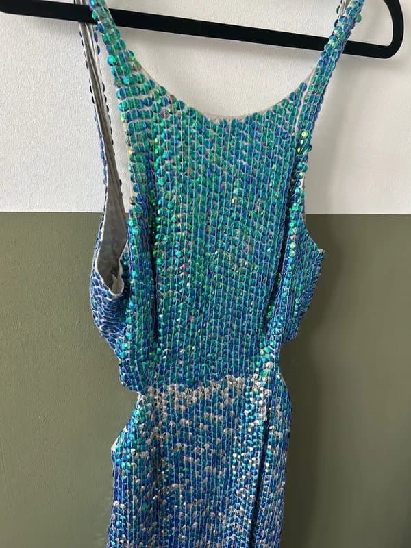 ASOS ASOS sequin mermaid cut out party midi dress size 8 embellished blue silver