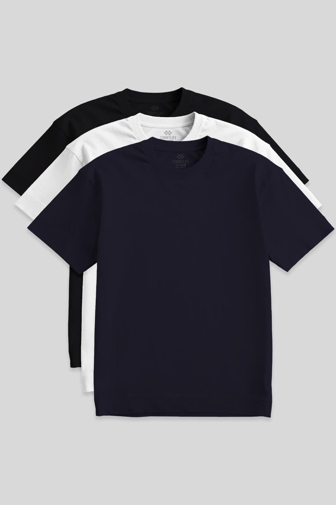 Tommy Life Tommy Life Men's Cotton Elastane Crew Neck T-Shirt in Navy