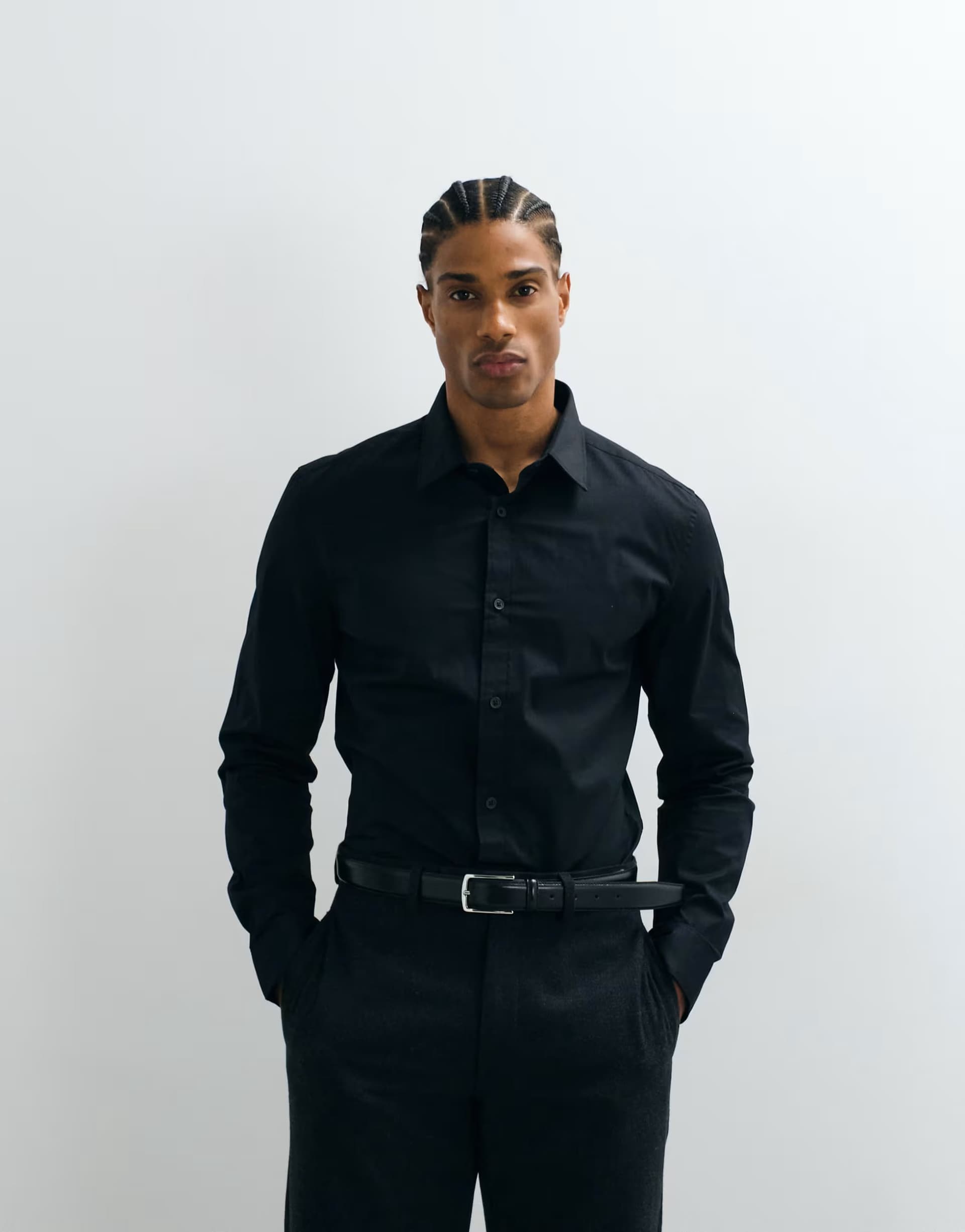 ASOS ASOS DESIGN skinny stretch work shirt in black