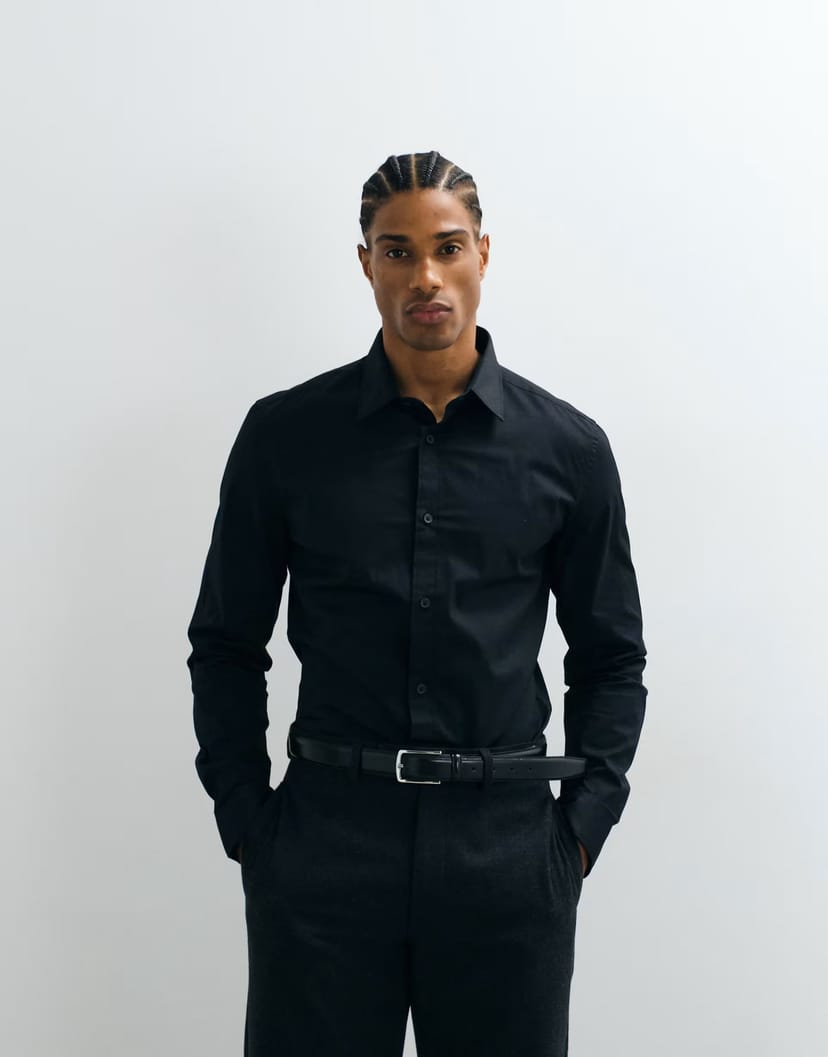 ASOS ASOS DESIGN skinny stretch work shirt in black - 1
