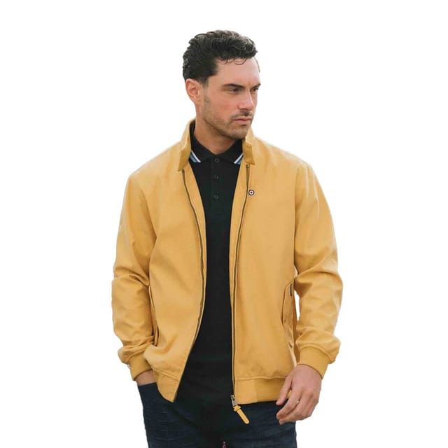 Lambretta Lambretta Men's Shower Resistant Harrington Jacket in Mustard - 3
