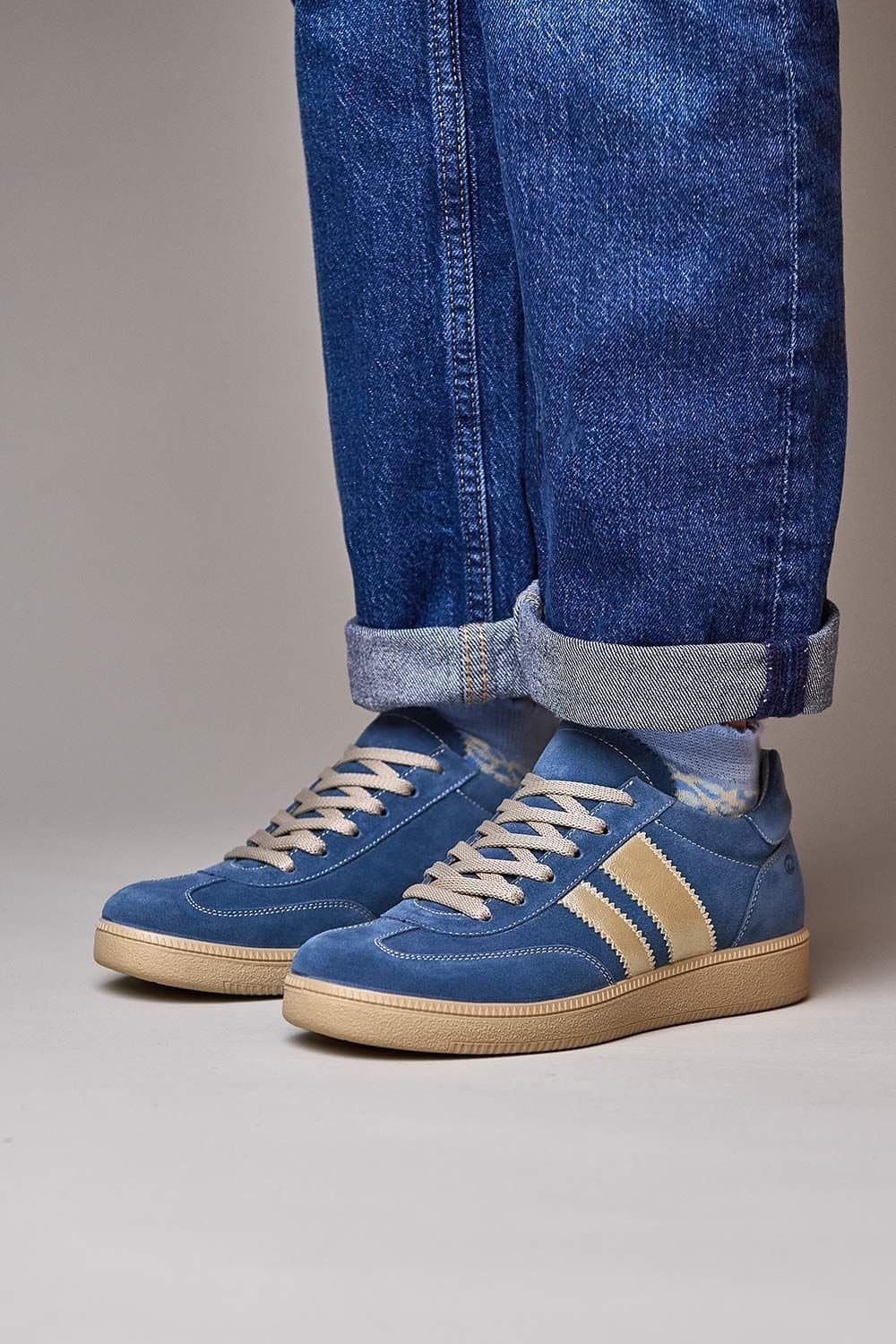 Moshulu Moshulu Women's Light Blue Trainers with Metallic Stripe