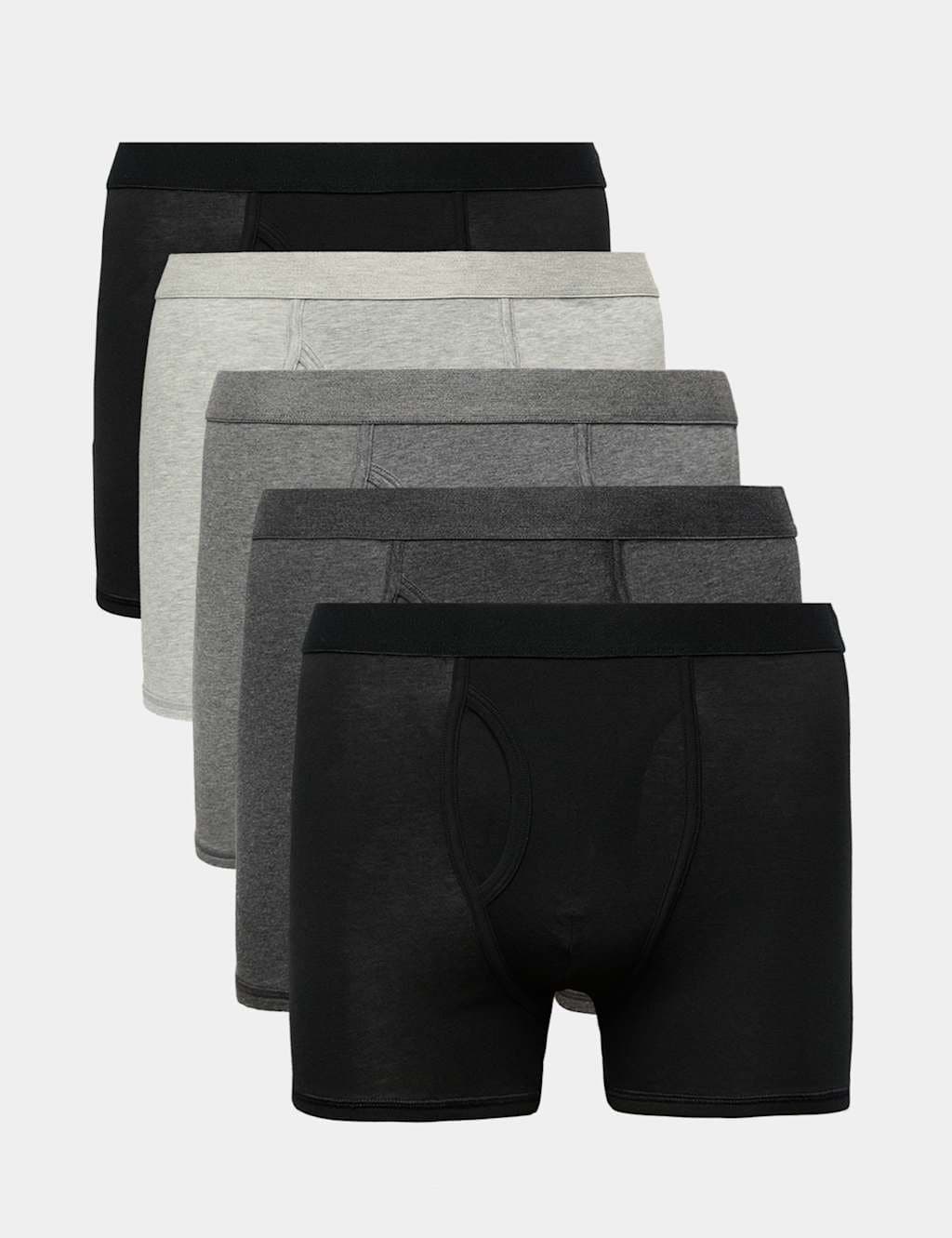 Marks & Spencer M&S 5 Pack Cotton Stretch Cool & Fresh™ Marl Trunks Black Mix