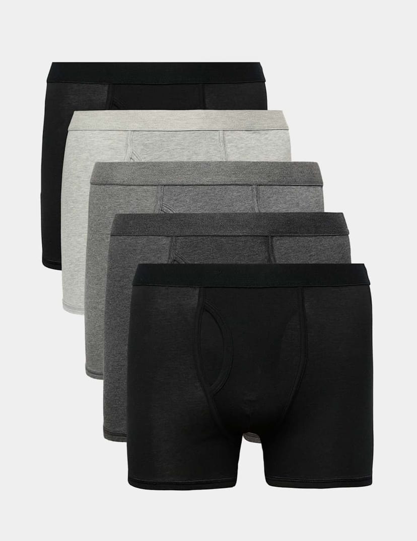 Marks & Spencer M&S 5 Pack Cotton Stretch Cool & Fresh™ Marl Trunks Black Mix - 1