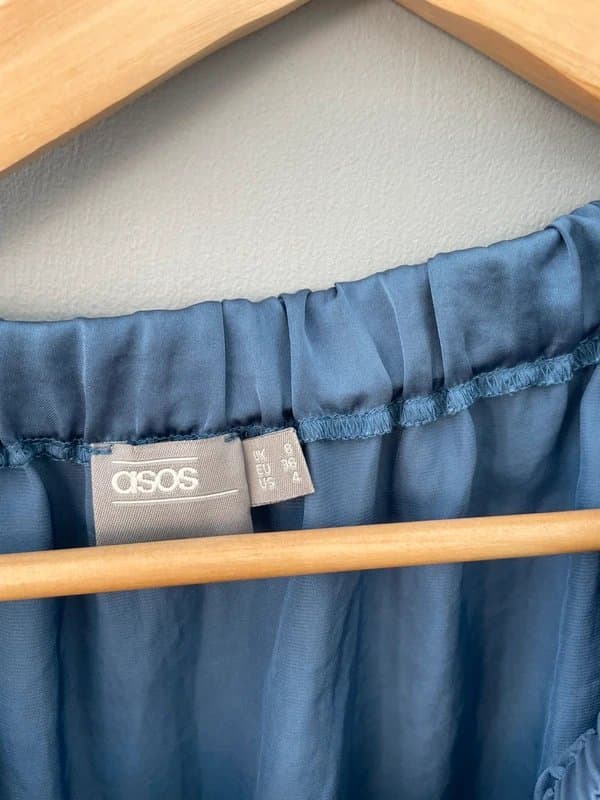 ASOS ASOS 6 off the shoulder silk style blue top