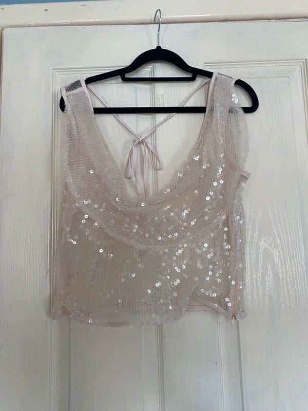 ASOS Rose Sequin Cowl Neck Top