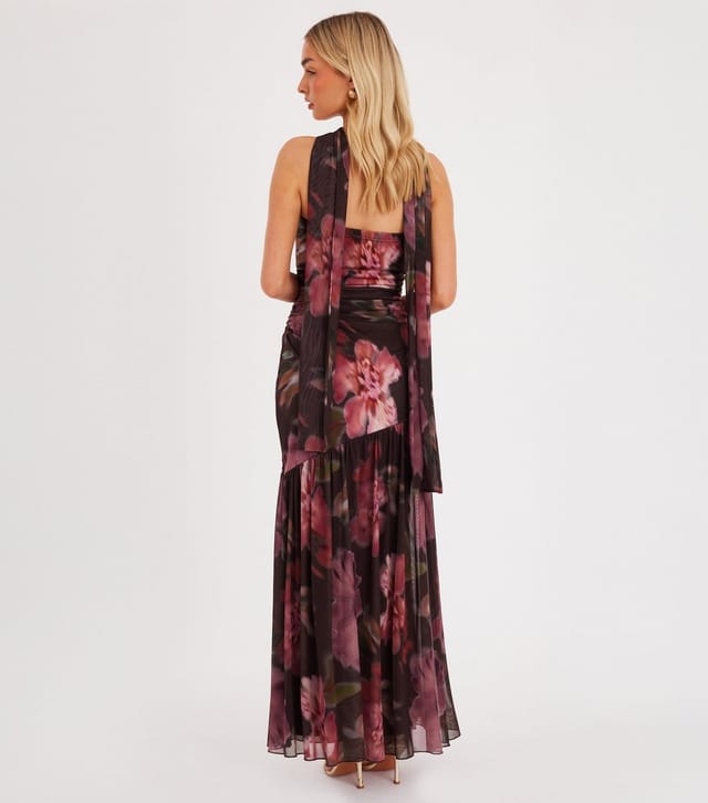 Quiz Women's Brown Floral Strapless Midaxi Dress with Scarf Quiz New Look - 3