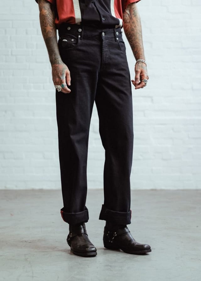 Chet Rock Chet Rock Loose Larry Men's Black Loose Fit Raw Denim 5 Pocket Jeans - 2