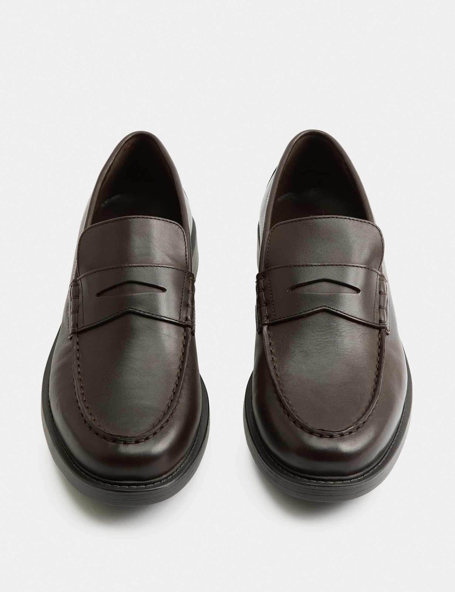 Marks & Spencer M&S Leather Slip On Loafers Dark Brown