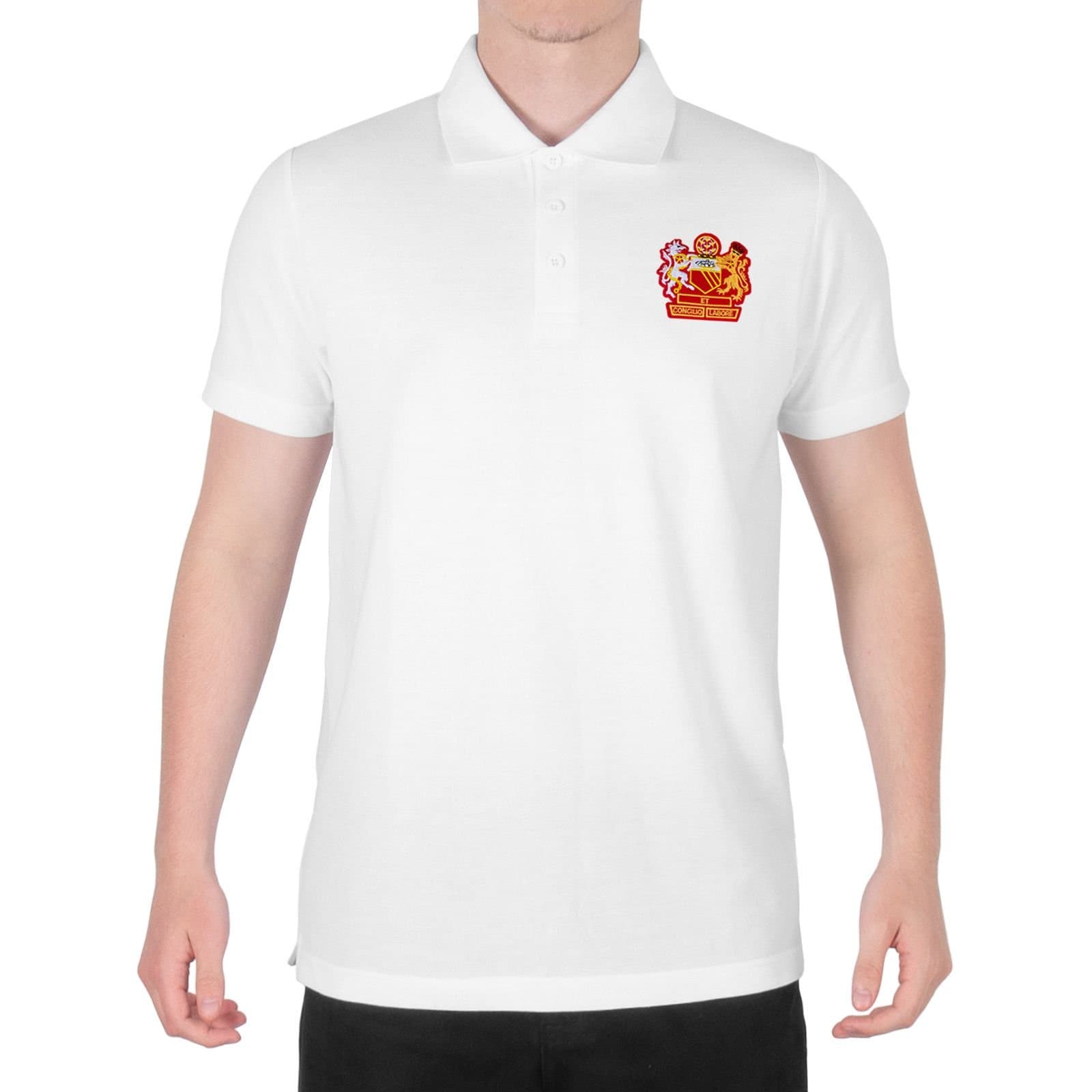fan originals fan originals Men's Adults Manchester Crest Retro Polo Shirt in White