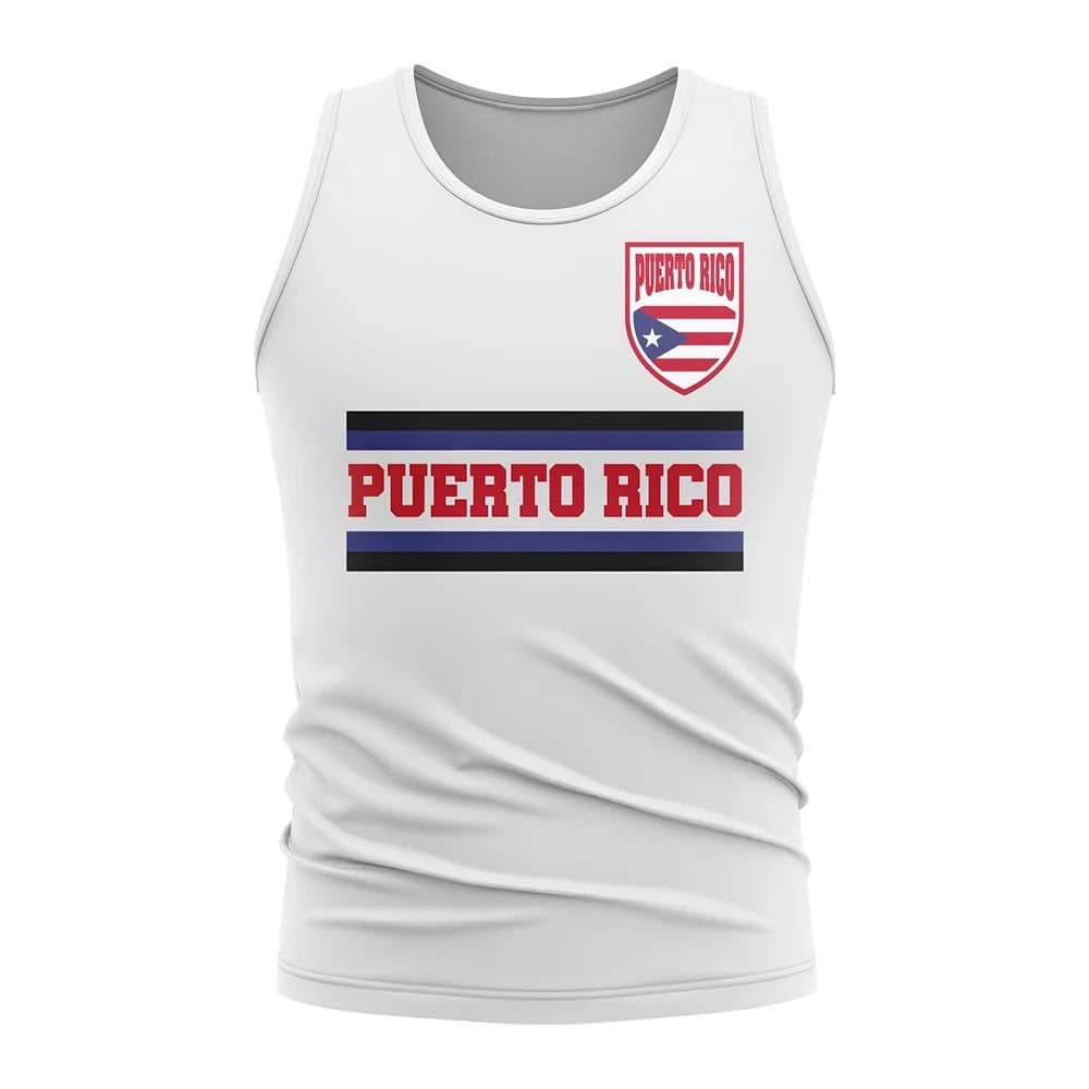 Puerto Rico Puerto Rico Men's Mens Core Football Country Sleeveless Tee in White