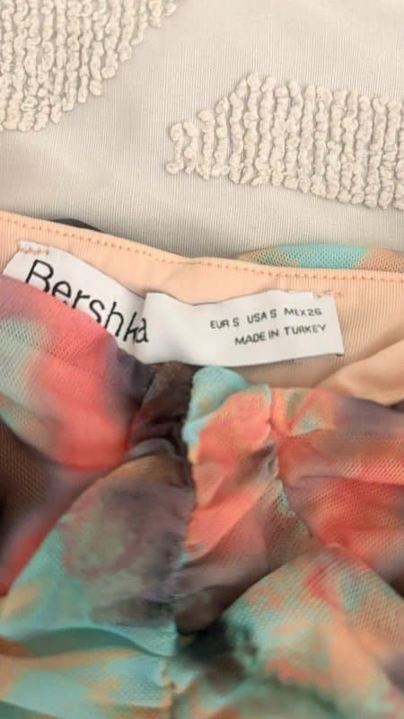 Bershka Bershka ruched mini dress with blurred pattern
