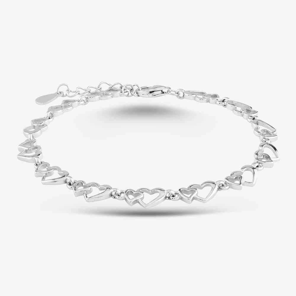 T.H.Baker T.H.Baker Women's Sterling Silver Open Heart 7.5 Inch Bracelet B613528