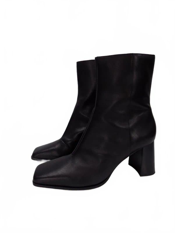 Autograph Marks & Spencer Boots Black Leather UK 8 Womens Square Toe Block Heel Autograph