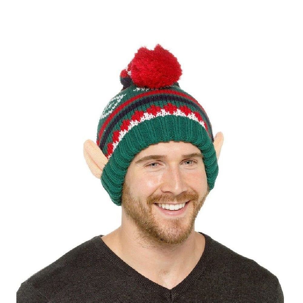 RJM RJM Men's Knitted Christmas Elf Bobble Hat in Green