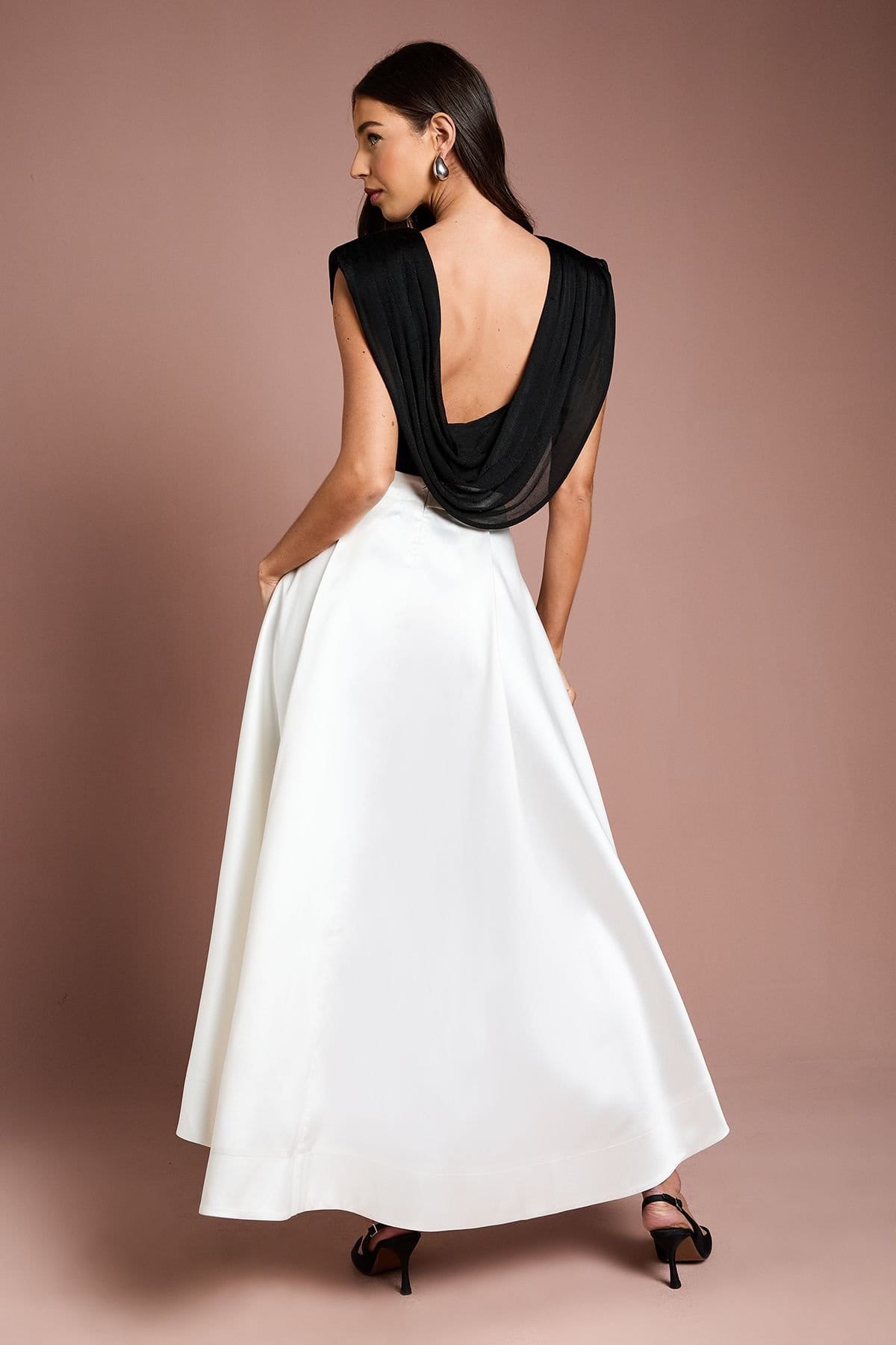 Coast Coast Women's High Low Ivory Structured Twill Midi Skirt - 4