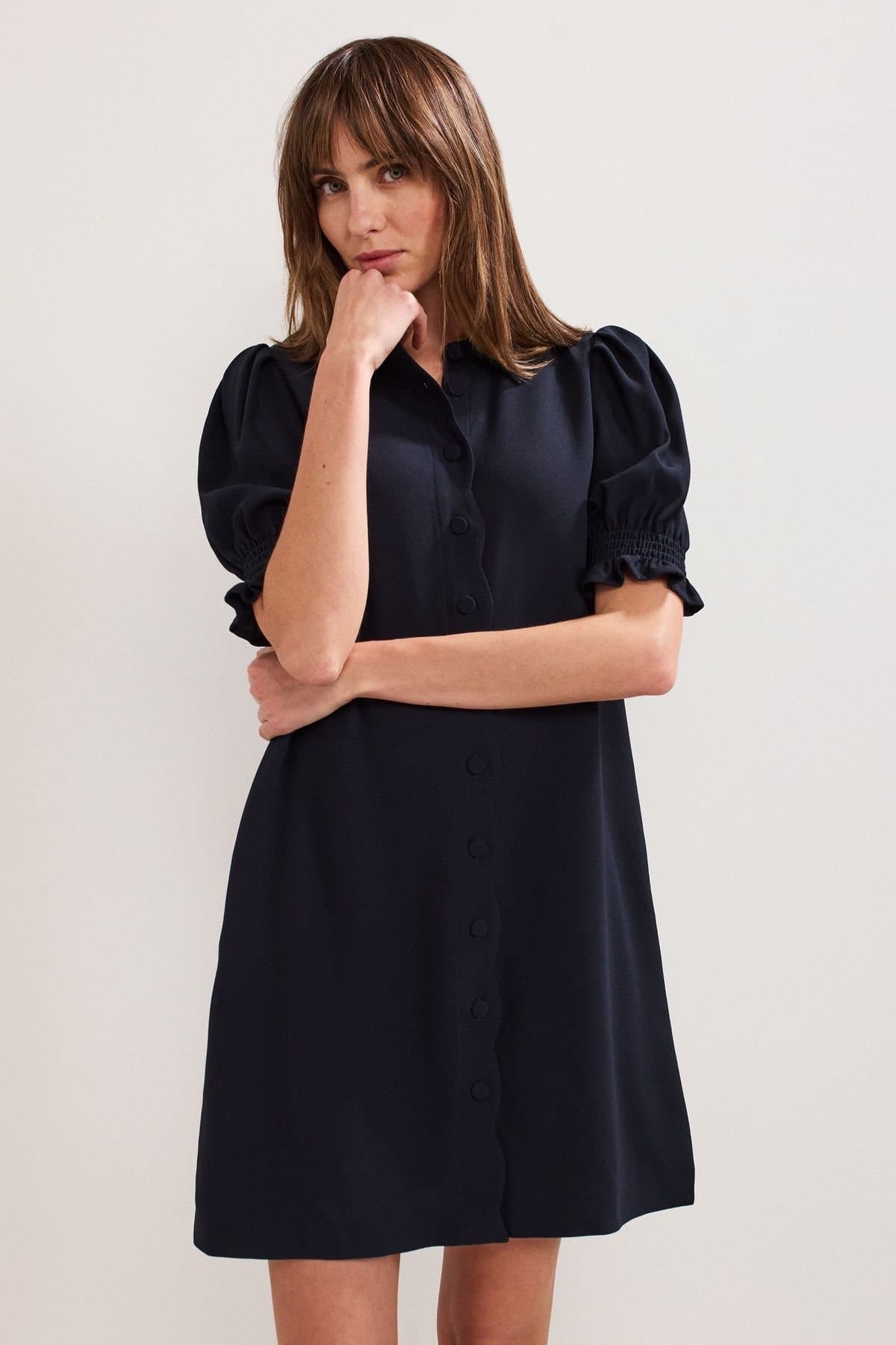 Phase Eight Phase Eight Women's Candice Scallop Detail Shirt Dress in Dark Navy