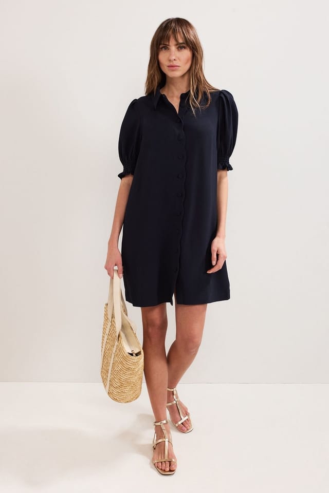 Phase Eight Phase Eight Women's Candice Scallop Detail Shirt Dress in Dark Navy - 3
