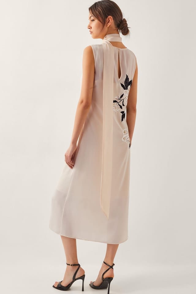 Monsoon Monsoon Women's Ari Floral Embellished Midi Dress Cream - 2