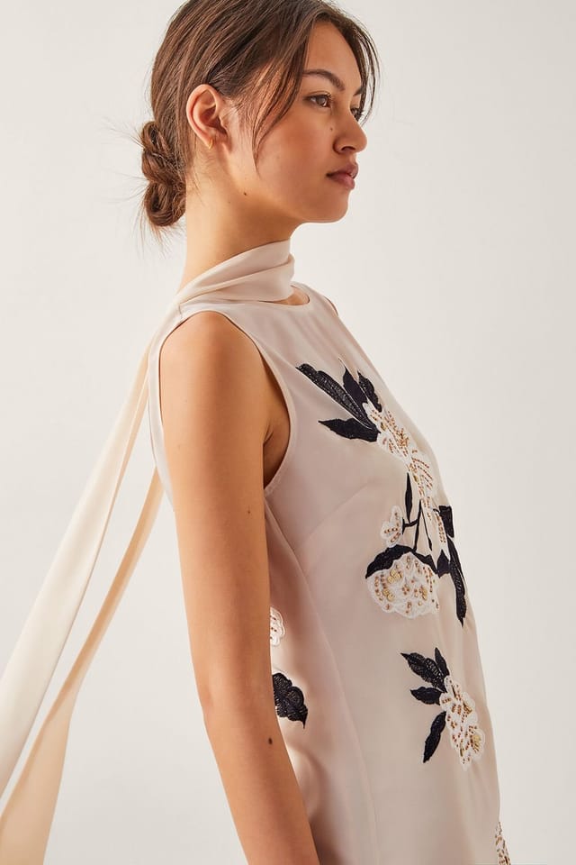 Monsoon Monsoon Women's Ari Floral Embellished Midi Dress Cream - 3