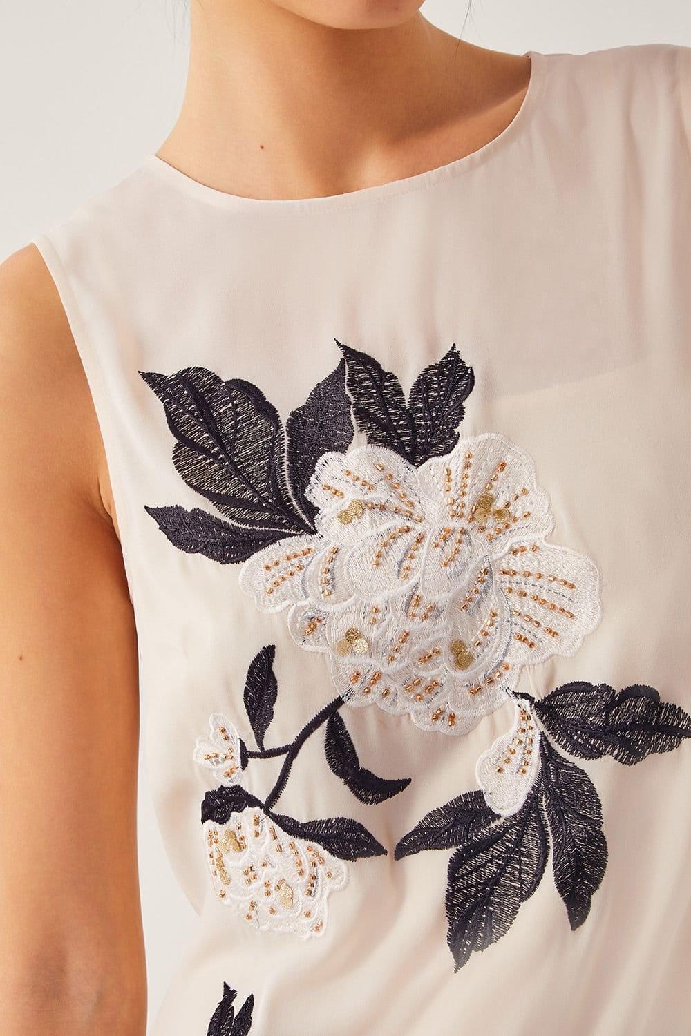 Monsoon Monsoon Women's Ari Floral Embellished Midi Dress Cream - 4