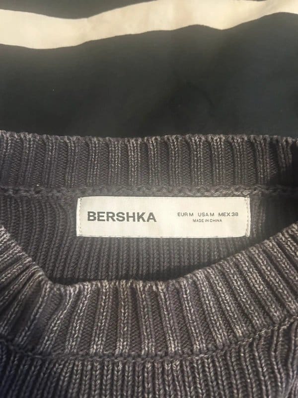 Bershka Grey Knitted Crew Neck Sweater