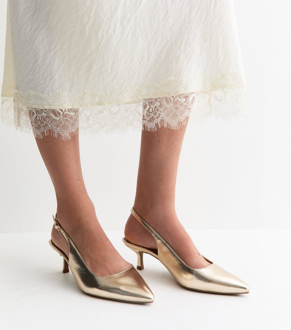 New Look New Look Gold Faux Leather Slingback Pumps Vegan