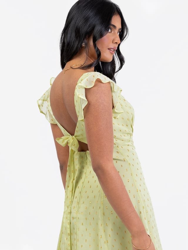 Anaya with Love Anaya with Love Women's Tie-Back Flutter Sleeve Midi Dress in Green - 3