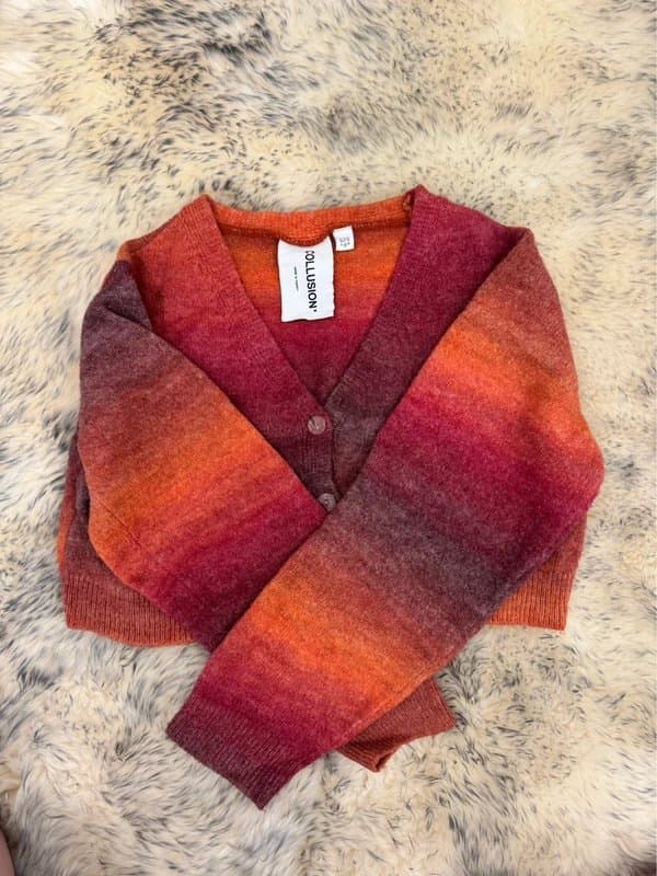 ASOS pink & orange ombre cropped cardigan