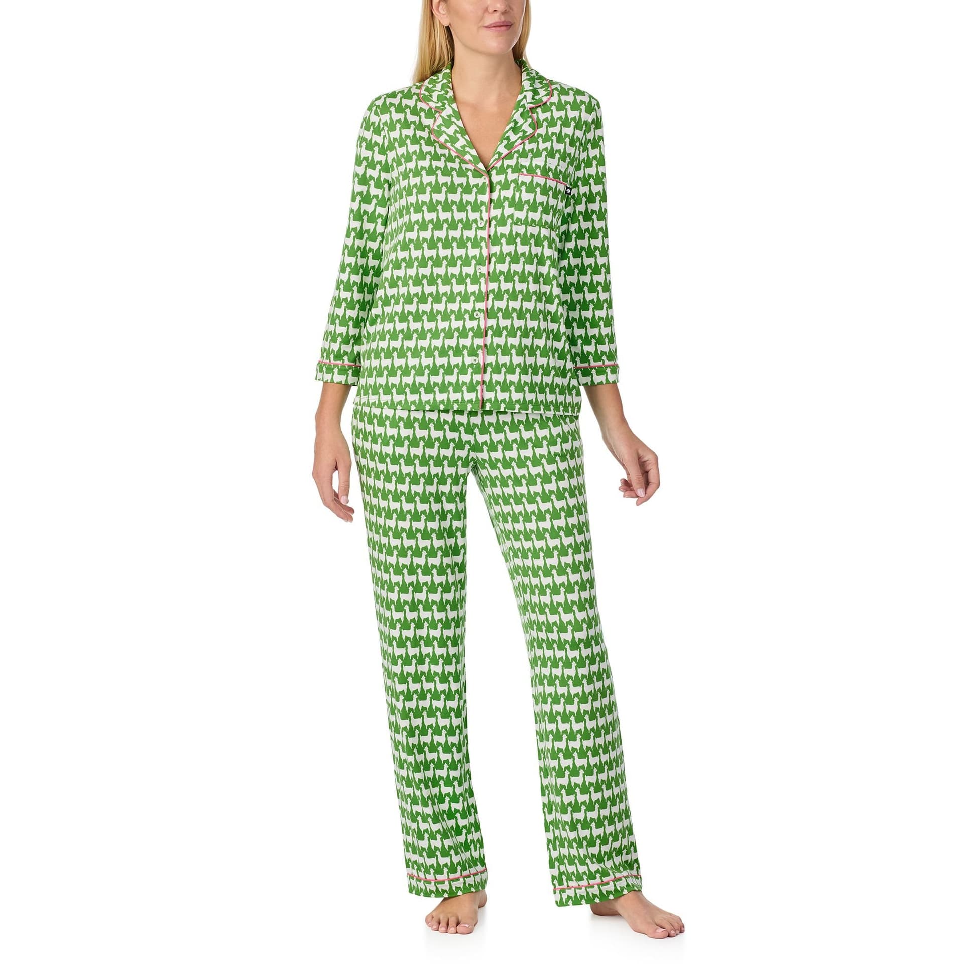 kate spade new york Kate Spade New York Women's KS new york 3/4 sleeve long pj in llamas in Light Green