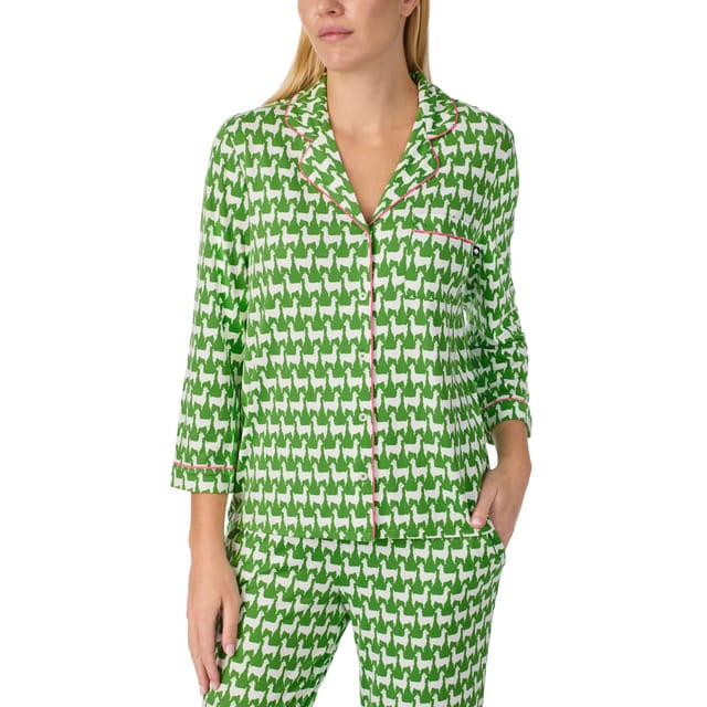 kate spade new york Kate Spade New York Women's KS new york 3/4 sleeve long pj in llamas in Light Green - 3
