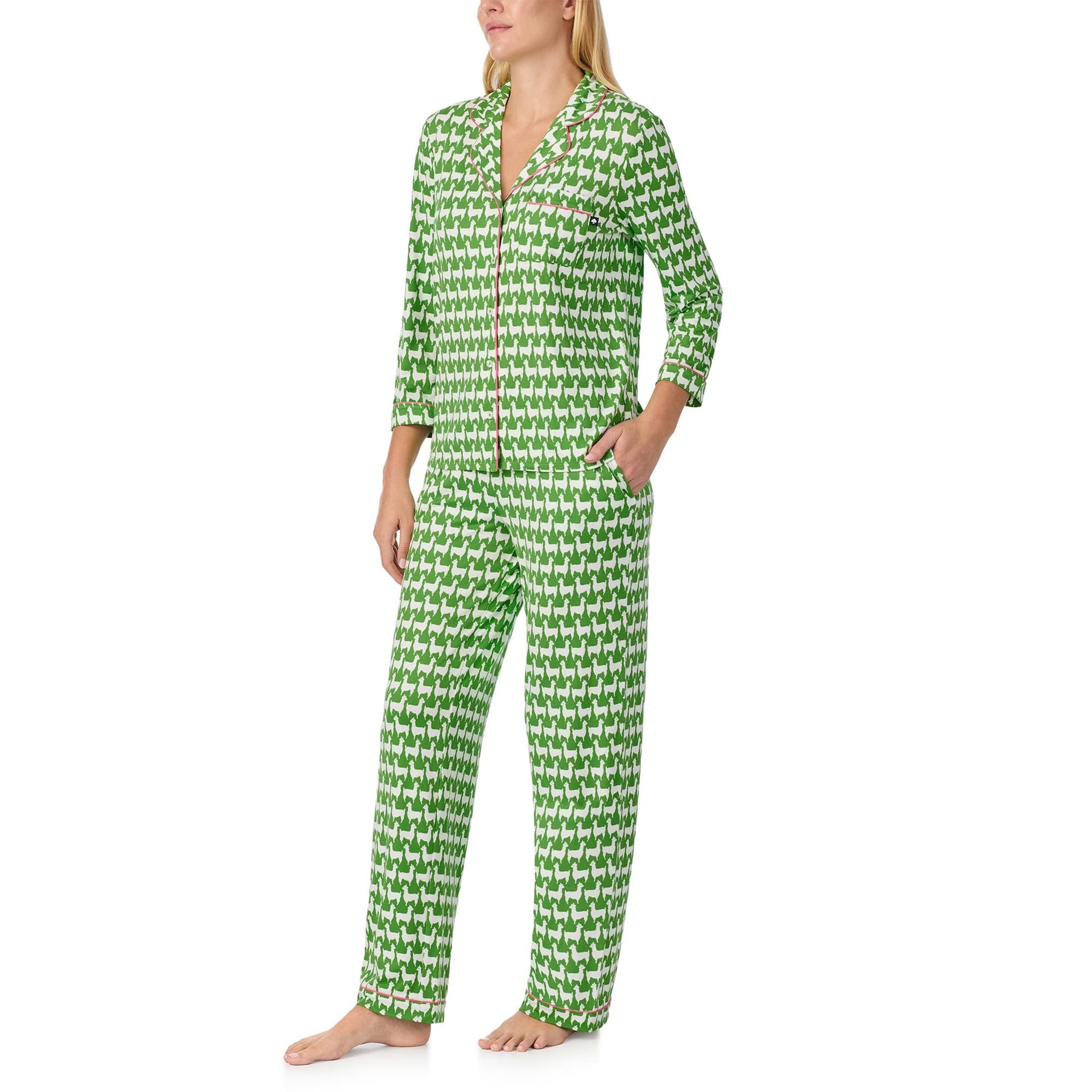 kate spade new york Kate Spade New York Women's KS new york 3/4 sleeve long pj in llamas in Light Green - 4