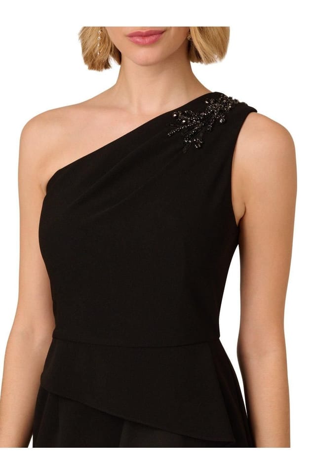 Papell Studio Papell Studio Women's Beaded Knit Crepe Gown in Black - 3