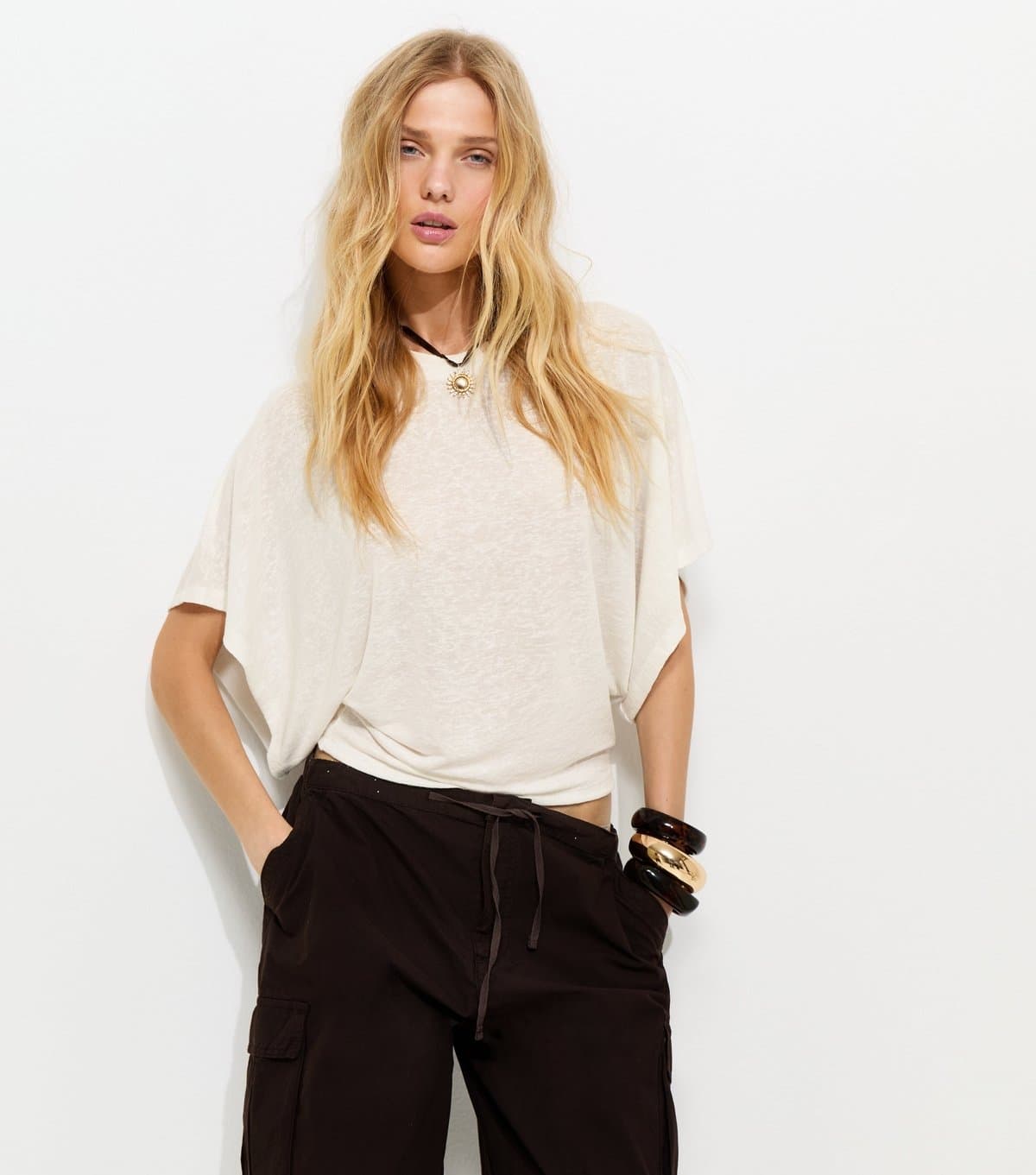 New Look Women's White Batwing Sleeve Top New Look